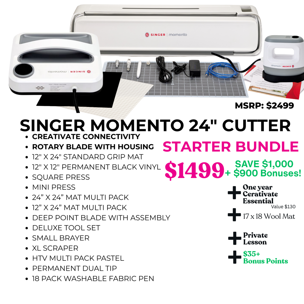 Momento = 24" Singer cutter - Starter Bonus Bundle