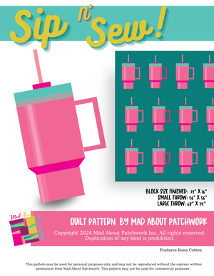 Sip N Sew - Stanley Tumbler Block Pattern - PDF Pattern