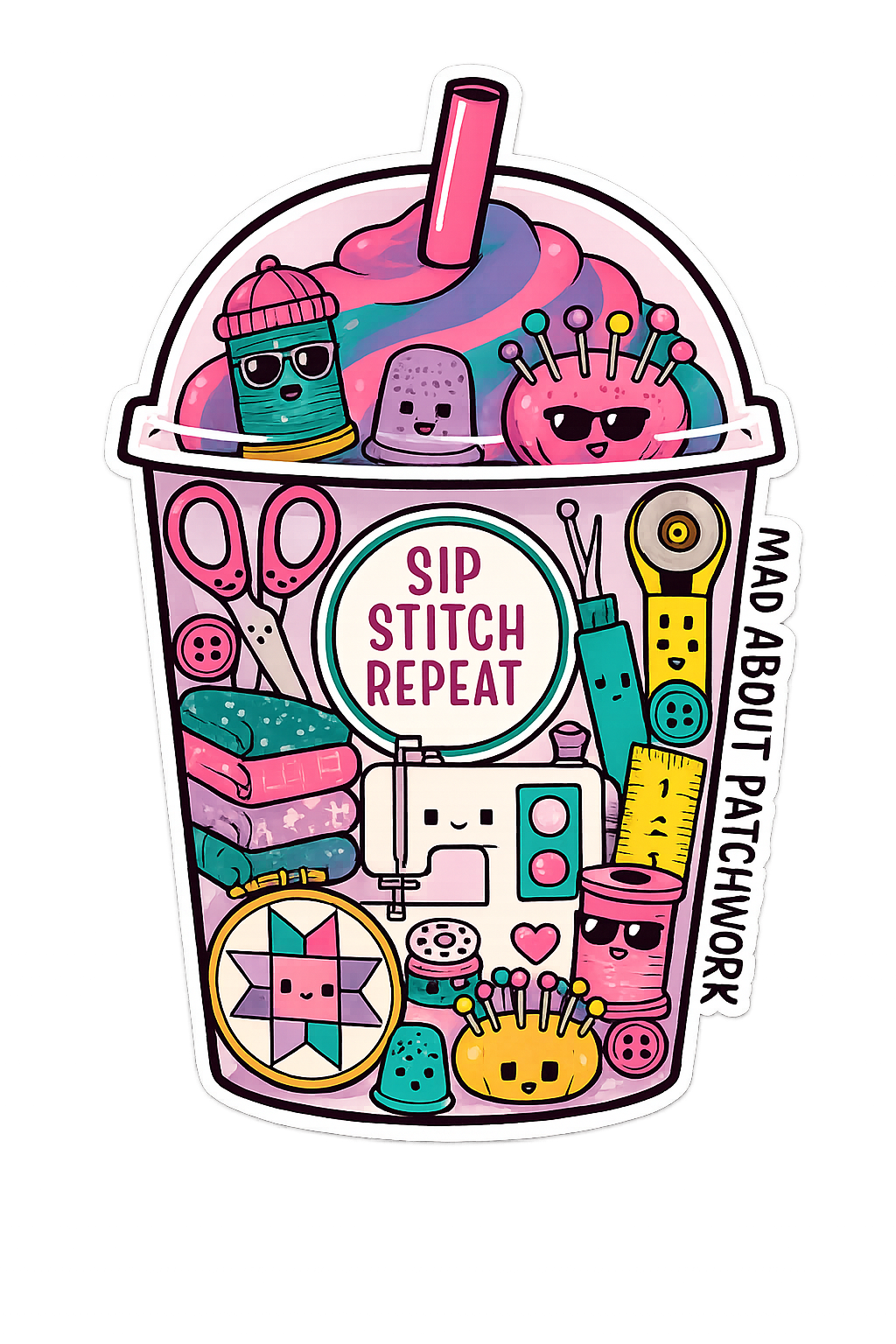 Sip Stitch Repeat — Winnipeg 2026 Sticker, Fun Stuff
