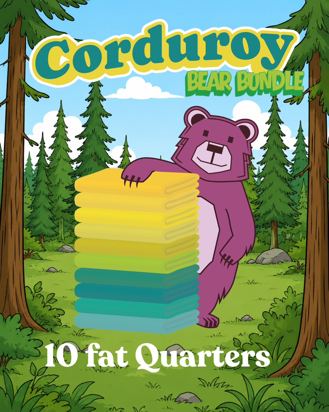 Corduroy Bear - Fat Quarter Bundle (10FQs) - Quilt Canada Winnipeg 2026 by Robert Kaufman, Solid Fabric