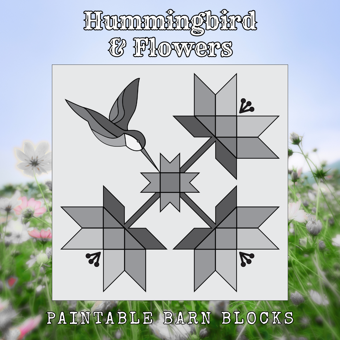 Hummingbird & Flowers - Spring || Barn Block ||