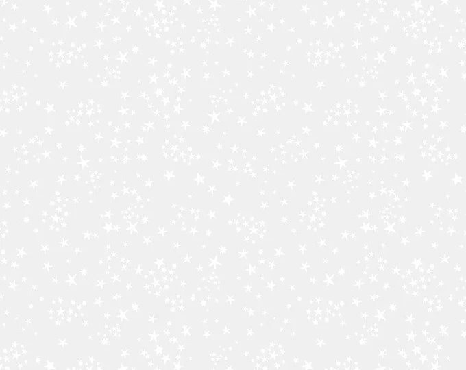 Dear Stella Fabrics Monochrome White on White Starry Night