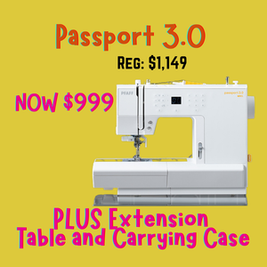 PFAFF™ Passport 3.0 + Extension table and Carrying Case