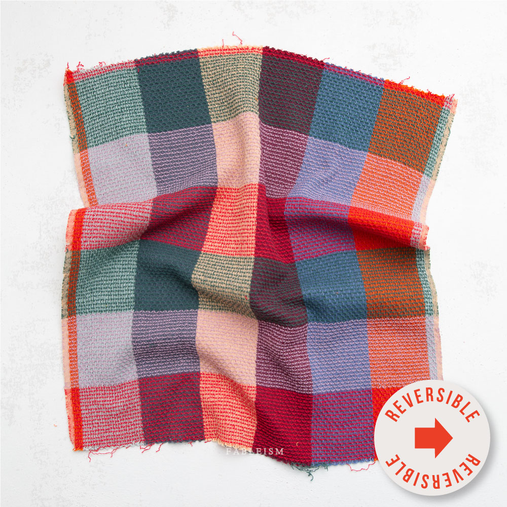 Waffle Happy Checkers in Sangria by Fableism Supply Co., Specialty Fabric