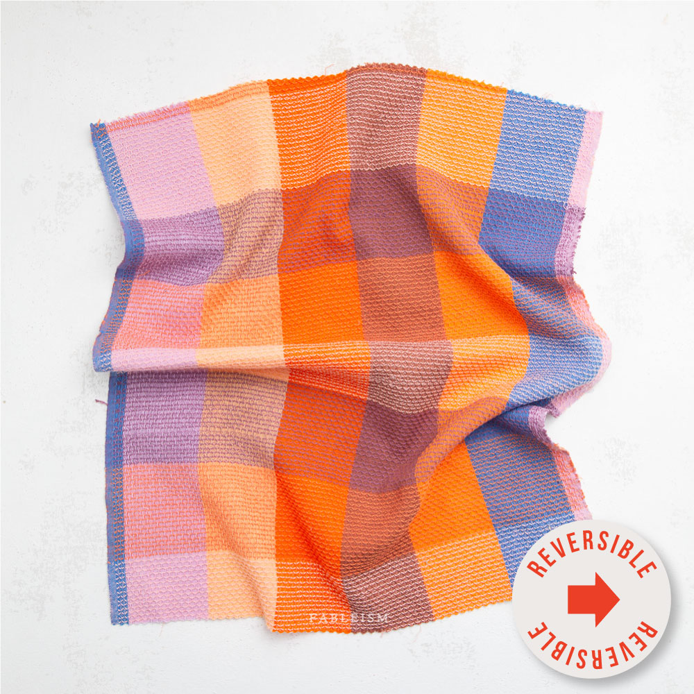 Waffle Happy Checkers in Sorbet by Fableism Supply Co., Specialty Fabric