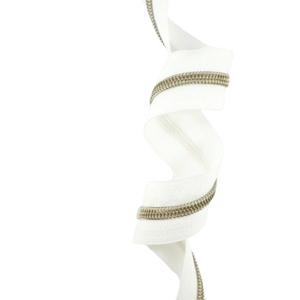 White Tape with Antique Brass #5 Zipper