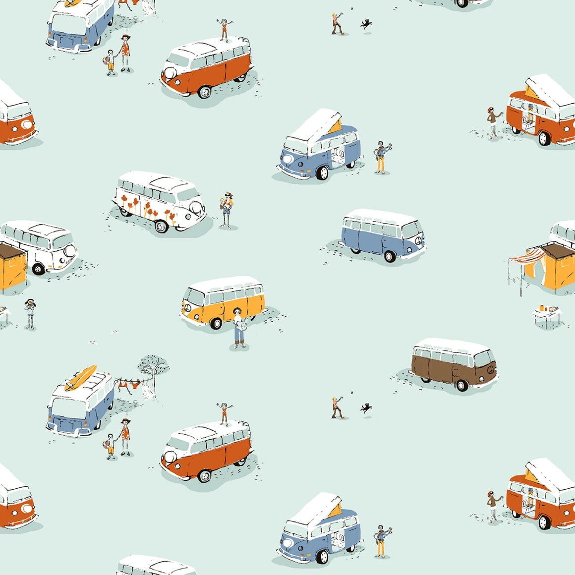 Aqua Bus by Heather Ross for Windham Fabrics