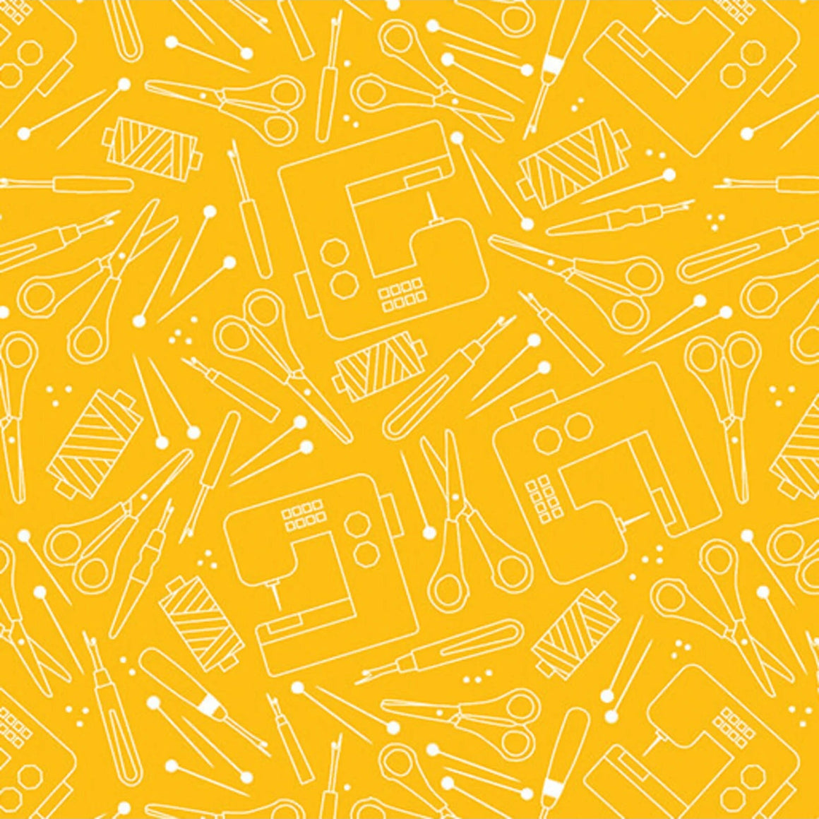 Happy Quilting in Yellow from Happy Notes by Sugaridoo Quilt Studio for Benartex