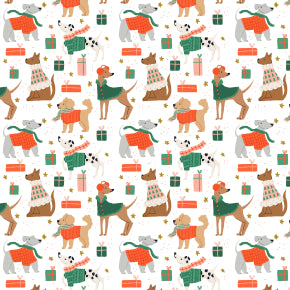 Dapper Dogs in Snow from Merry Pawmas by Dominika Godette for Cotton + Steel