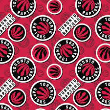Toronto Raptors Sticker Toss Fabric - Camelot Fabrics