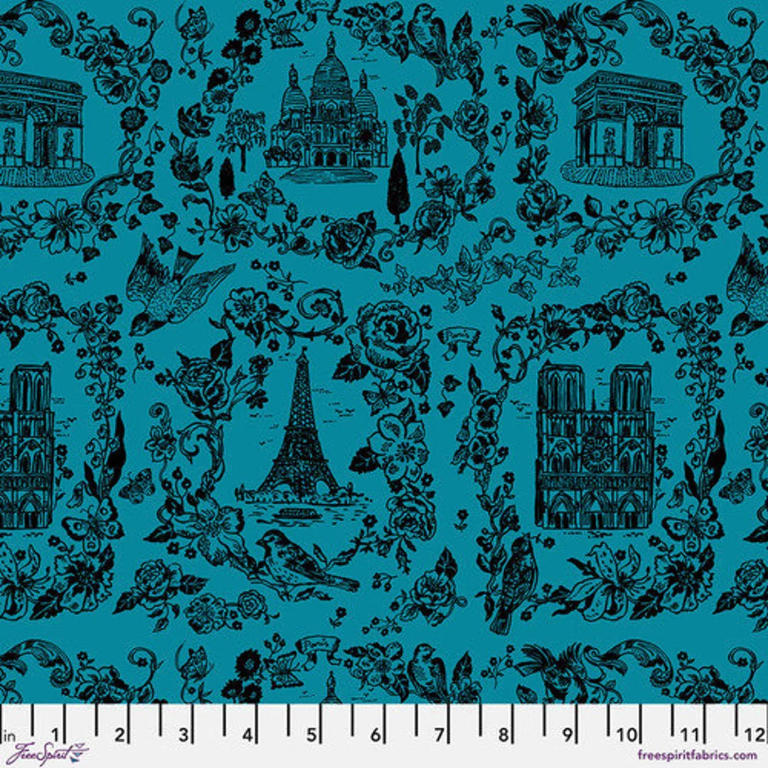 A Spring in Paris - in Azul for Sightseeing by Nathalie Lete for Freespirit Fabrics