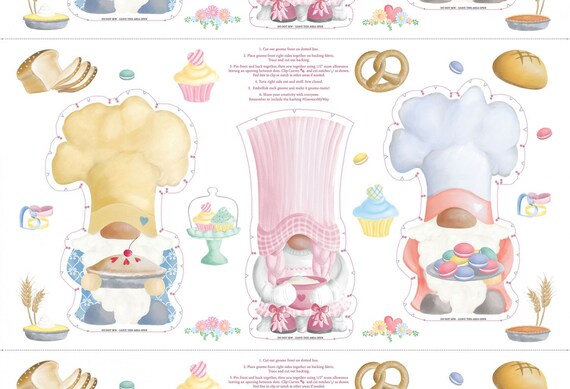 Chef Gnomes/ Gnome Doll Panel by Andi Metz for Benartex