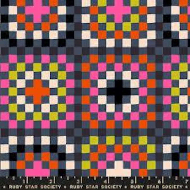 Granny Square in Black || RAYON || from Catnap by Alexia Abegg of Ruby Star Society for Moda, Designer Fabric
