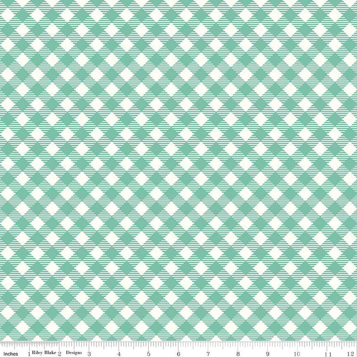 REMNANT || 42" x 108" || Bee Gingham in Sea Glass ||