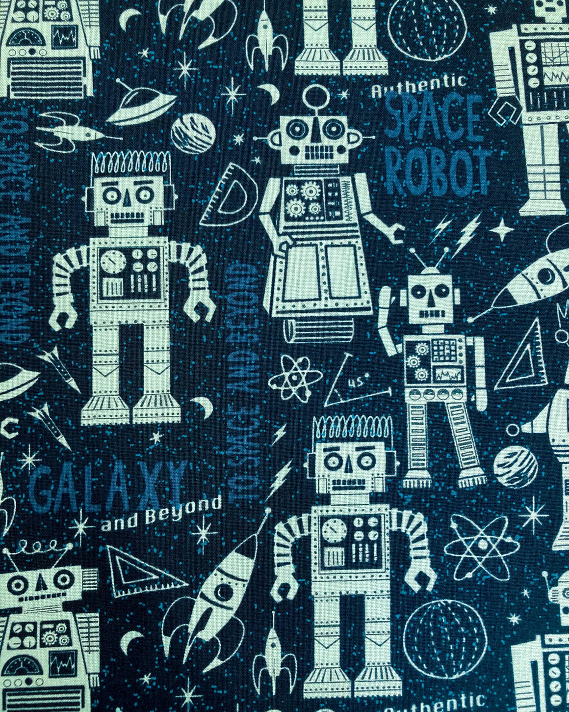 Space Robot in Night Sky from 321 Blast Off by Stacy Iest Hsu for Moda Fabrics