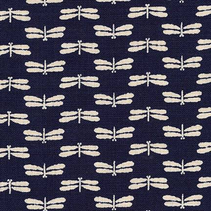 Indigo Dragonfly on Navy from Sevenberry Fabrics