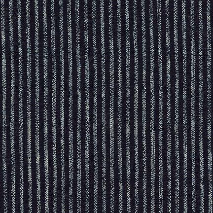 Homespun Stripe on Indigo  on Navy from Sevenberry Fabrics