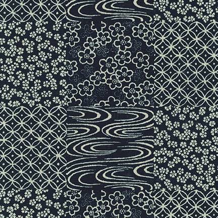 Homespun Patchwork on Indigo  on Navy from Sevenberry Fabrics