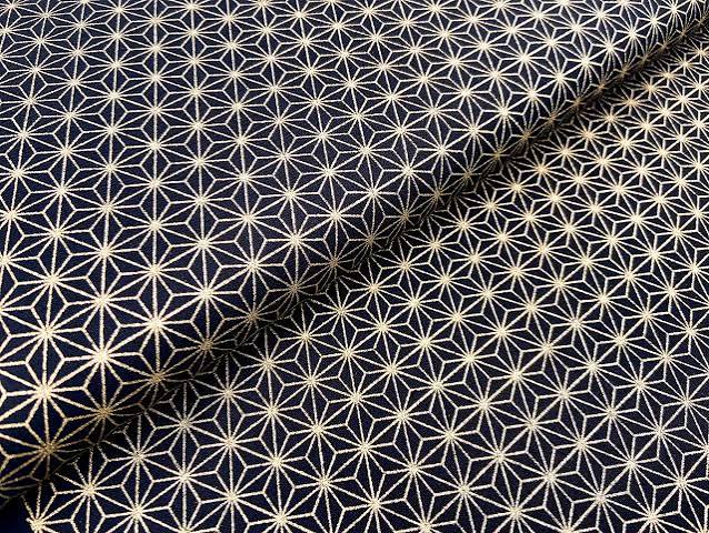 6 point star, gold metallic on Navy from Sevenberry Fabrics