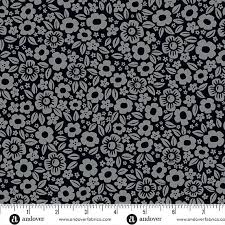 Floral Fright in black from Ghostly Garden by KP Creates for Andover Fabrics