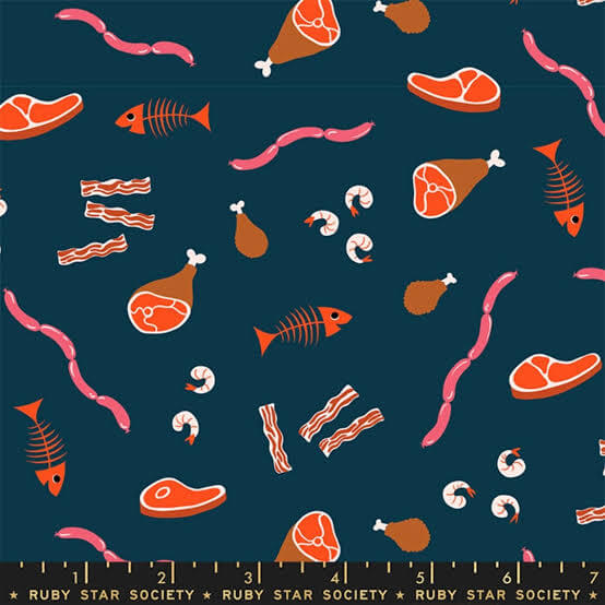 Deli-cious Meats in Peacock by Ruby Star Society for Moda Fabrics