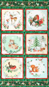 Forest Block ||PANEL|| from Festive Fauna by Lynn Harrabin for Robert Kaufman Fabrics