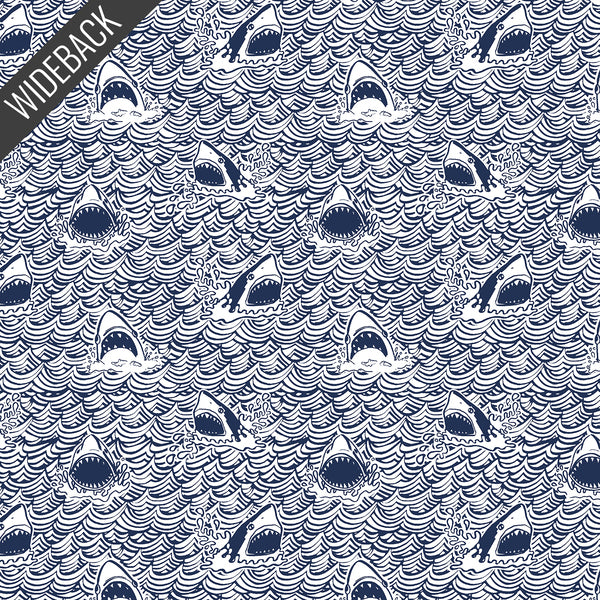 108 WIDE BACK Sharks "Dark and Stormy" Quilt Cotton Backing from Dear Stella Extra Wide Backings