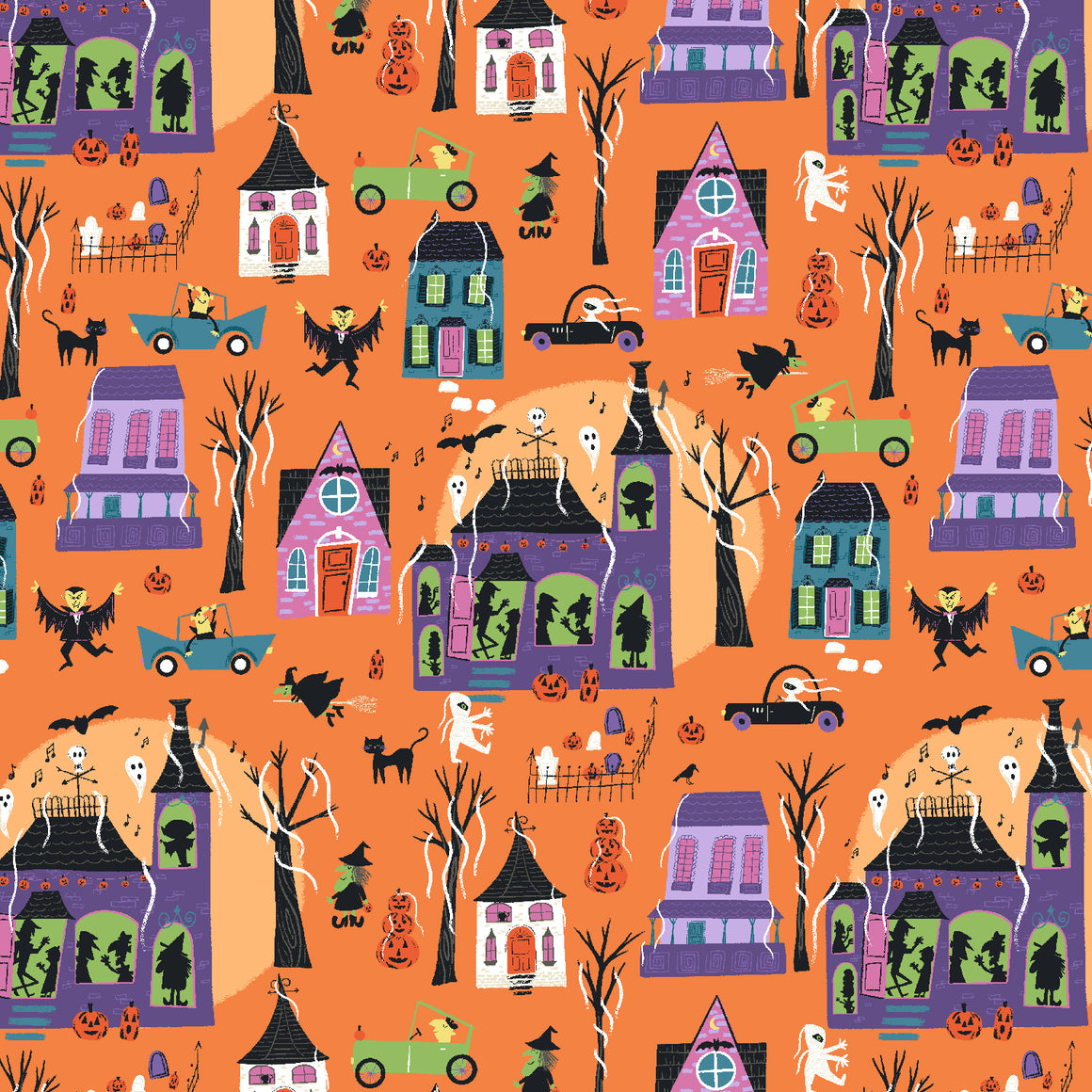 Boo-Tiful Halloween from Monster Block Party by Meadow Street Studio for Cotton + Steel, Designer Fabric
