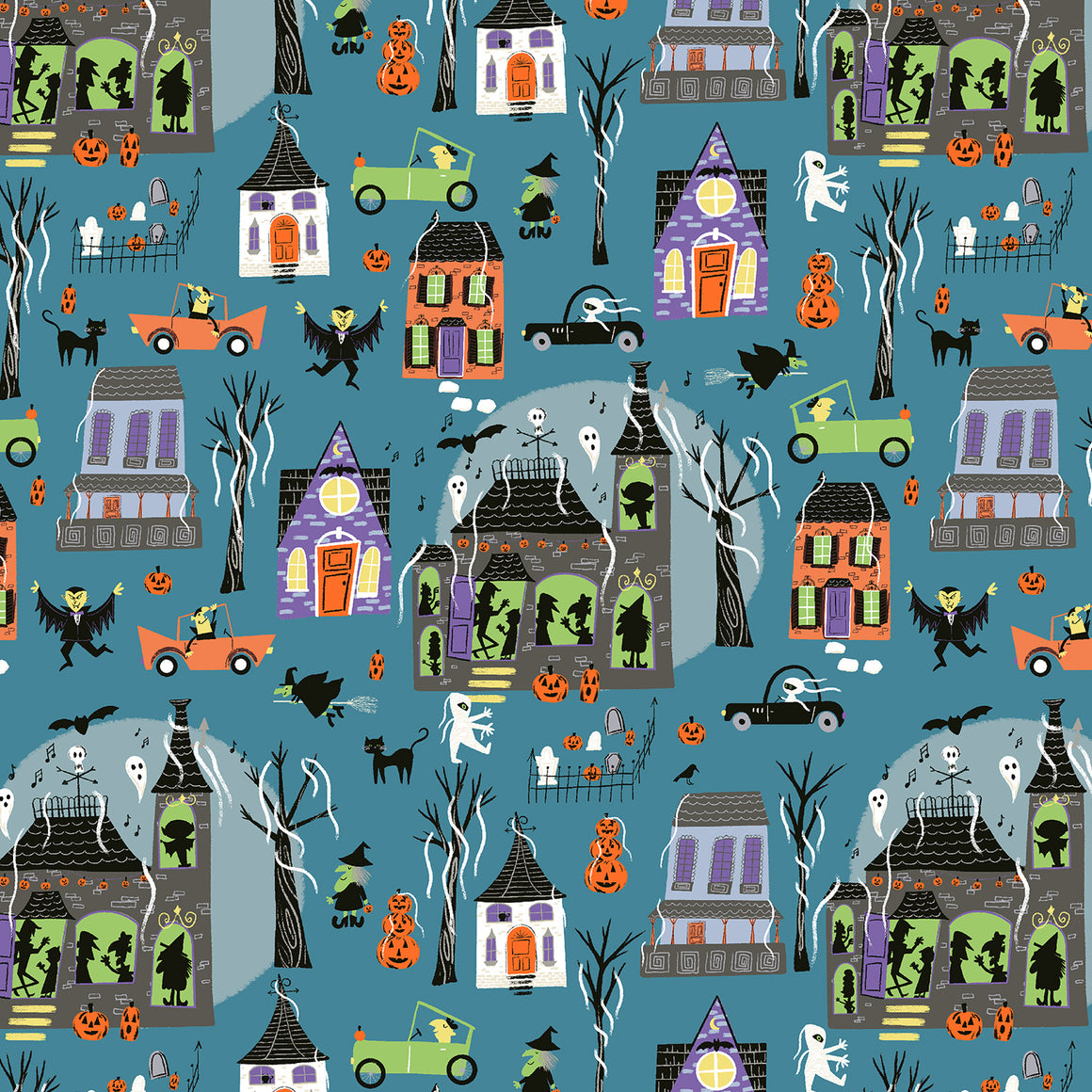What Goes Bump in the Night from Monster Block Party by Meadow Street Studio for Cotton + Steel