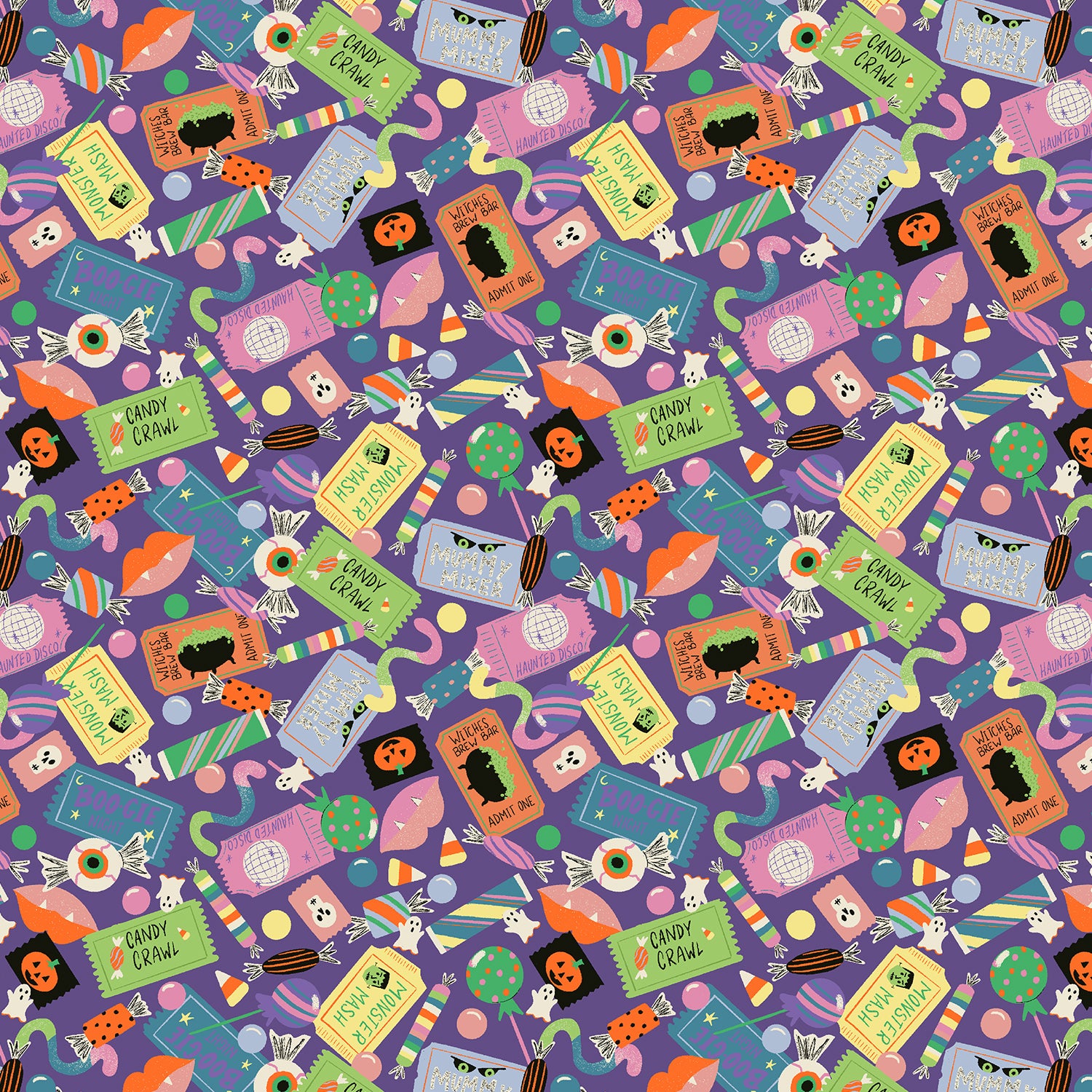Eat, Drink, and Be Scary from Monster Block Party by Meadow Street Studio for Cotton + Steel, Designer Fabric
