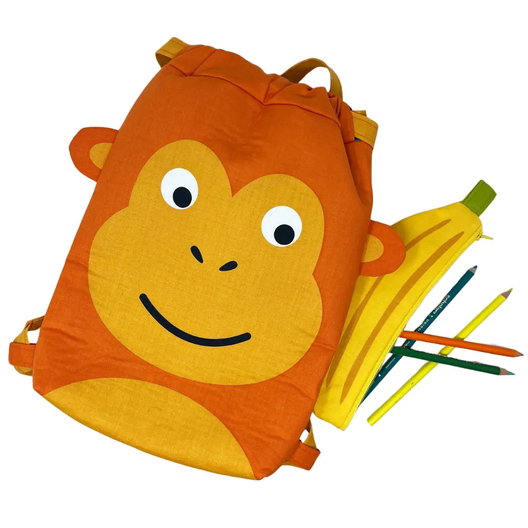 Back to School Monkey Backpack Panel  by Stacy Iest Hsu for Moda Fabrics