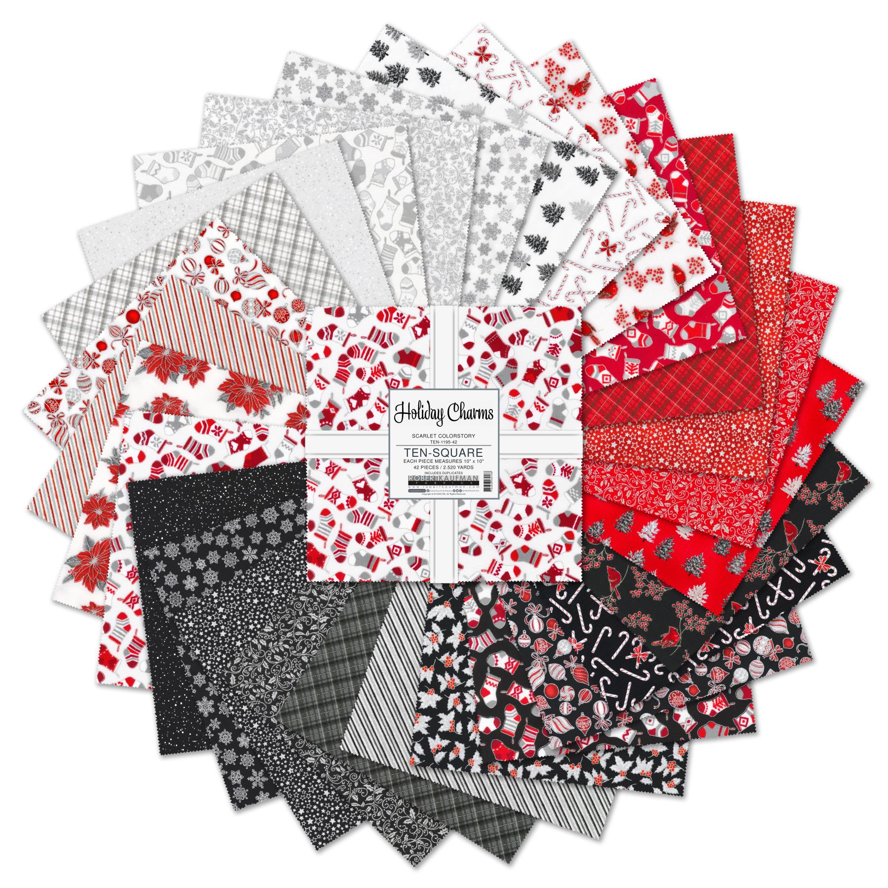 Holiday Charms in Scarlet || CHARM PACK || 42 x 5" Squares