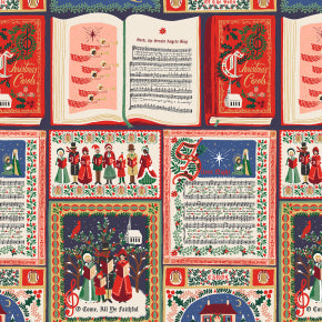 Christmas Carols in Red for Holiday Classics V By Rifle Paper Co. For Cotton + Steel Fabrics