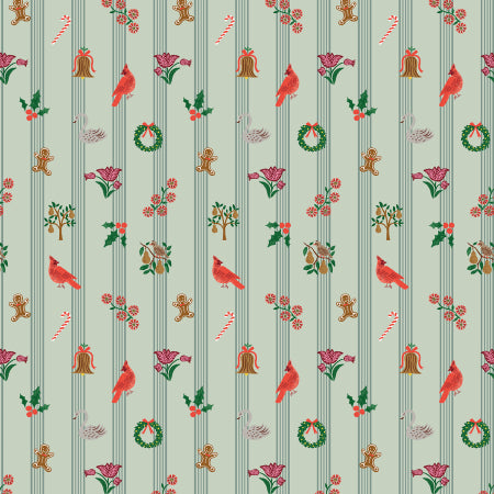 Yuletide in Mint for Holiday Classics V By Rifle Paper Co. For Cotton + Steel Fabrics