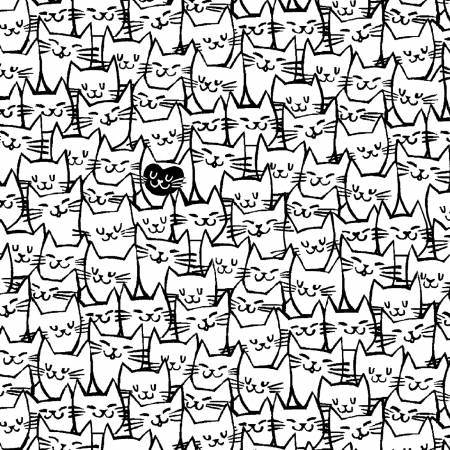 White Packed Cats 108in Quilt Back "Happy Cats"