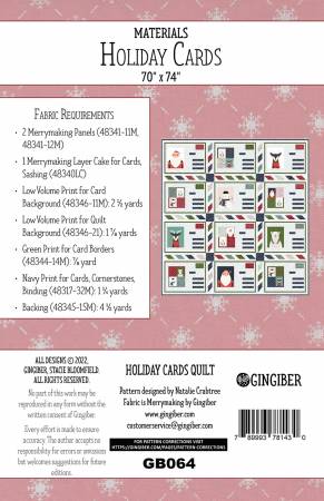 Holiday Cards Quilt Pattern by Gingiber
