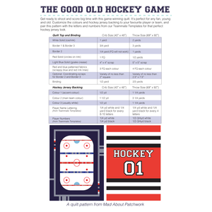 Good Old Hockey Game - Teammate Templates Add-On, Pattern, Mad About Patchwork, [variant_title] - Mad About Patchwork