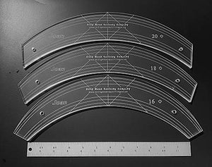 Joan - Set (B) - 16", 18" & 20" Curve - 1/4" thick Ruler for Domestic Machine Quilting