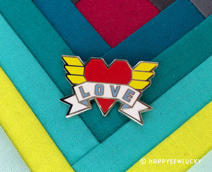 Love Enamel Pin, Fun Stuff, Happy Sew Lucky, [variant_title] - Mad About Patchwork