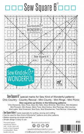 Sew Square 6 inch - Sew Kind of Wonderful, Ruler, Sew Kind of Wonderful, [variant_title] - Mad About Patchwork