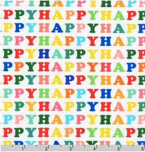 Merry Cheer - Happy on White by Ann Kelle for Robert Kauffman