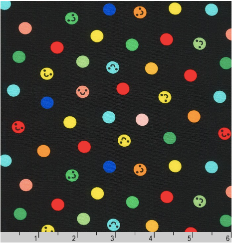 Merry Cheer - Happy Dots on Black by Ann Kelle for Robert Kauffman