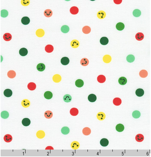 Merry Cheer -Happy Dots on White by Ann Kelle for Robert Kauffman