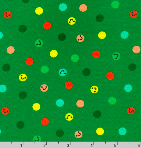 Merry Cheer - Happy Dots on Green by Ann Kelle for Robert Kauffman
