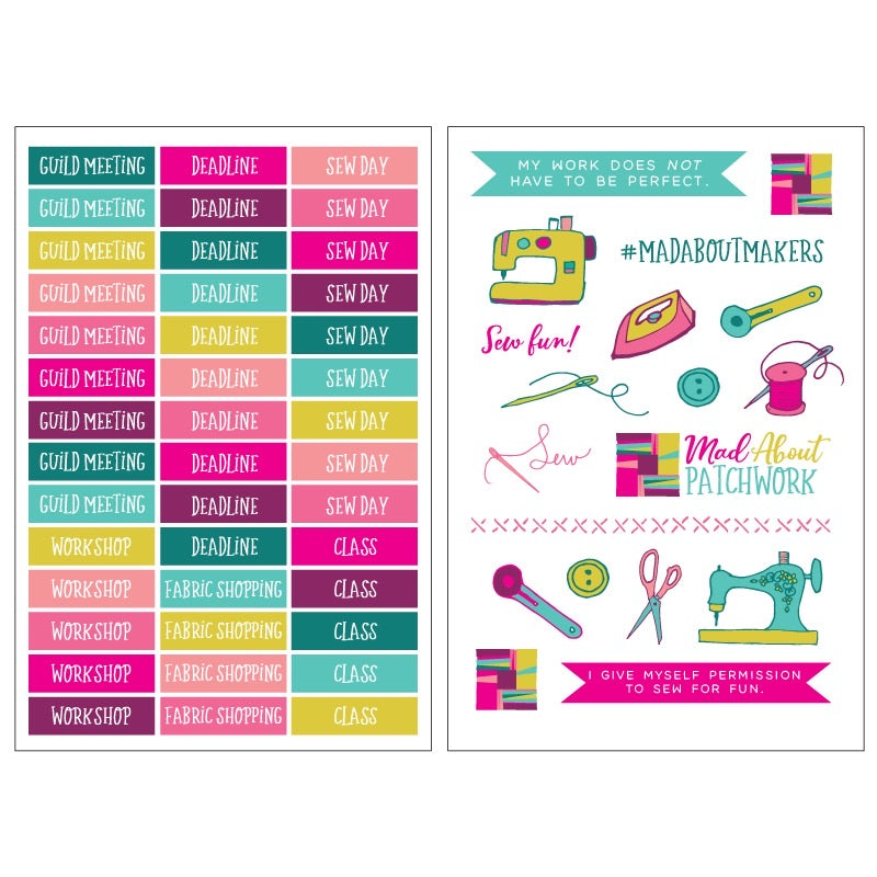 Quilting Planner stickers, Notions, Mad About Patchwork, [variant_title] - Mad About Patchwork