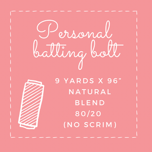 Personal Batting Bolt - 9yrd - Natural Blend 80/20 Batting no scrim 96in