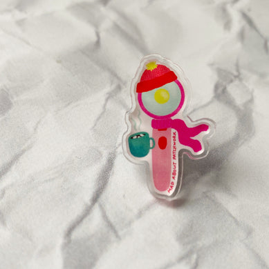 Holiday Sewing Themed Acrylic Pins, Box Builder, Mad About Patchwork, Rotary Cutter Pink - Mad About Patchwork