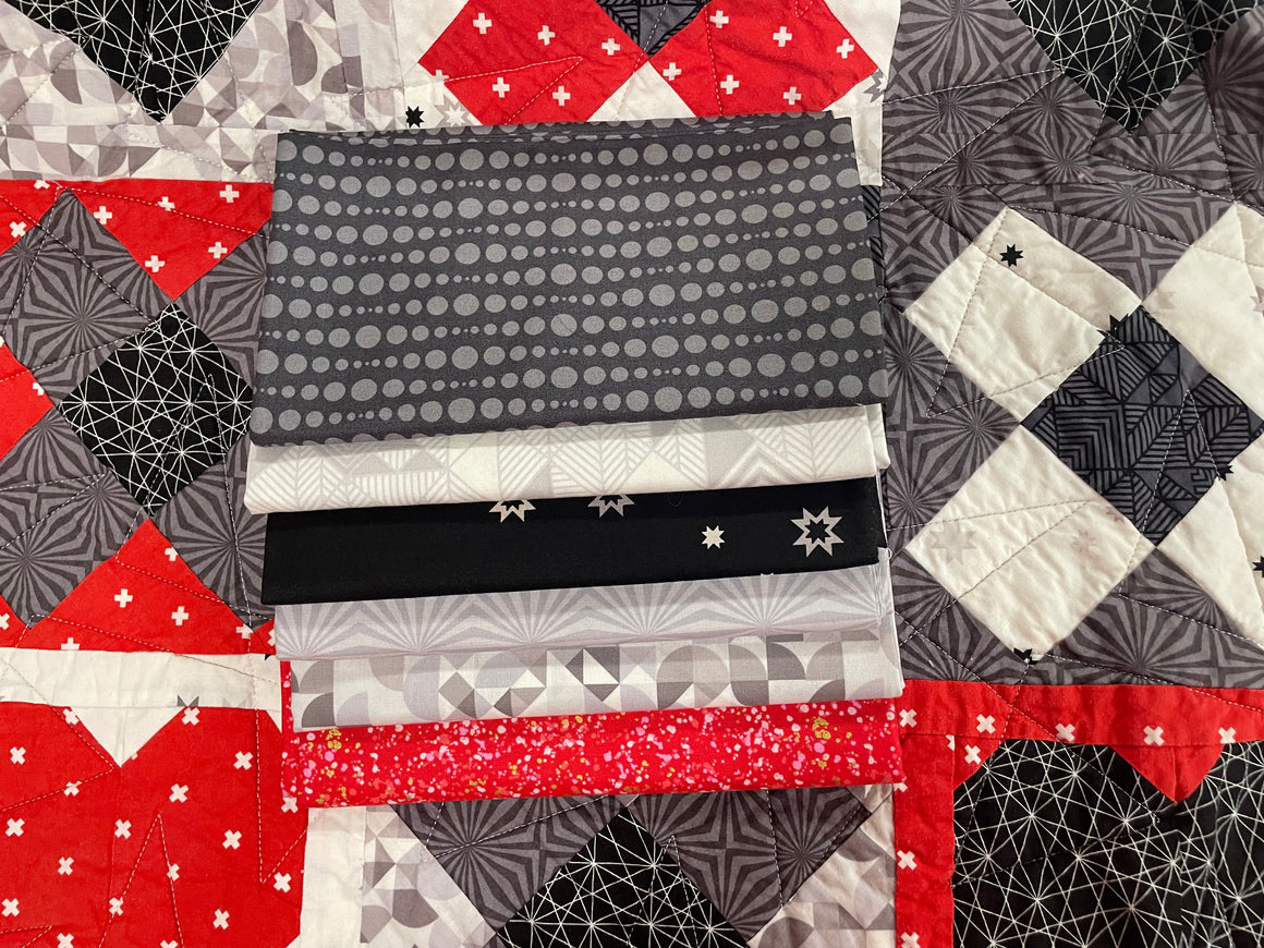 Libs Elliot Black, Grey and Red - Half Yard Bundle Bundle (6) - By Libs Elliot for Andover Fabrics